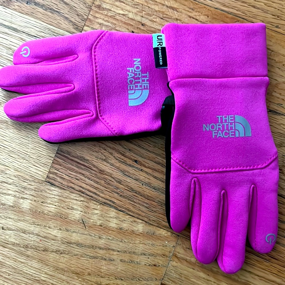 The North Face Etip pink girls gloves